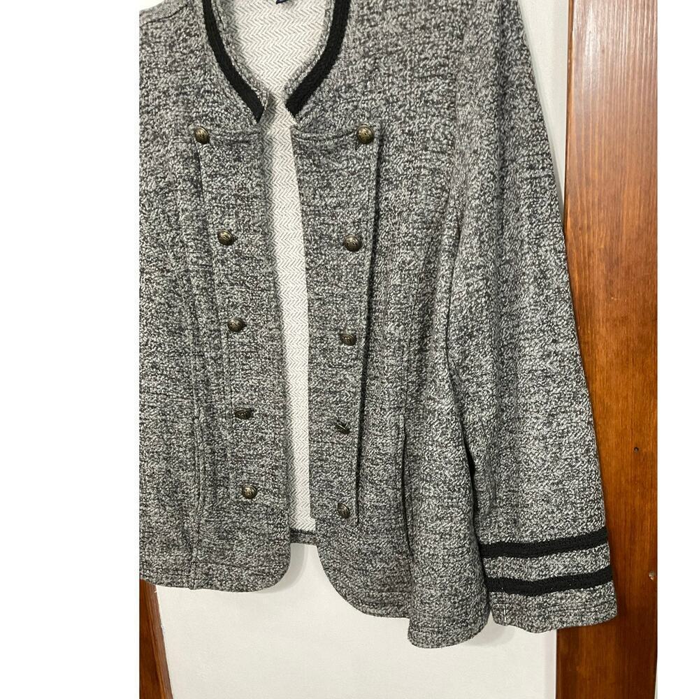 Tommy Hilfiger Women's Marled Military Band Jacket Grey Open Front Size 2X Plus - Picture 3 of 7